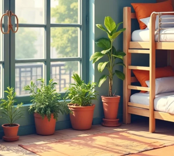 staying in a youth hostel